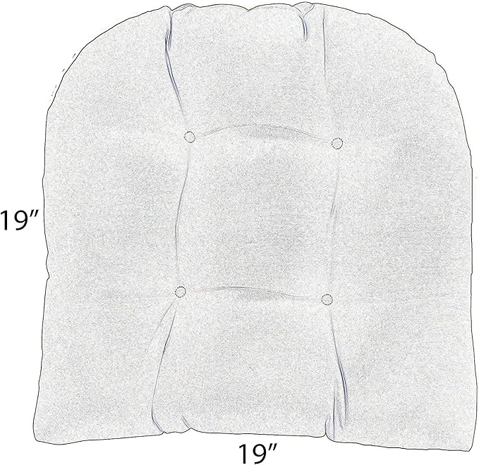 RSH Decor: Tufted U-Shape Wicker Seat Cushions Set of 2 | 19” x 19” | All-Weather Spun Fabric | Water-Resistant | Outdoor Chair Cushions for Patio Furniture | Daelyn Cherry - Made in USA