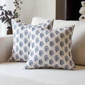 DOMVITUS Set of 2 Floral Pillow Covers 20x20, Block Print Pillow Covers Vintage Neutral Decorative Farmhouse Throw Pillow Covers for Couch Bed Living Room Dusty Blue