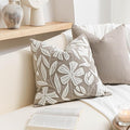 BlissBlush Taupe Velvet Decorative Throw Pillow Cover 20X20, Neutral Brown Flower Tufted Soft Farmhouse Textured Pillowcase, Accent Pillowcase for Couch Sofa Bed Living Room