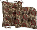 Klear Vu Omega Non-Slip Rocking Chair Cushion, Assembled in USA, Thick Tufted Design, Includes Seat Pad & Back Pillow with Ties, 17x17 Inches, 2-Piece Set, Floral Brown