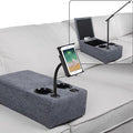 Removable Sofa Armrest, Dual Cup Holders Large Size Multifunctional Couch Caddy Storage Arm Rest with Power Wireless Charging Stand & LED Reading Light for Sofa Middle Seat Adjustable