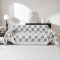 MEETSKY Couch Cover Super Soft Couch Covers for 2 Cushion Couch Sofa, Modern Jacquard Sofa Slipcover Loveseat Futon Cover, Couch Covers for Sectional Sofa, 71" x 118", Grey Checkerboard