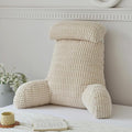 WERDIM Reading Pillow with Detachable Neck Roll, Large Back Pillow for Sitting Up in Bed Couch, Adult Bed Rest Pillow with Arms for Reading/Watching TV/Gaming, Beige