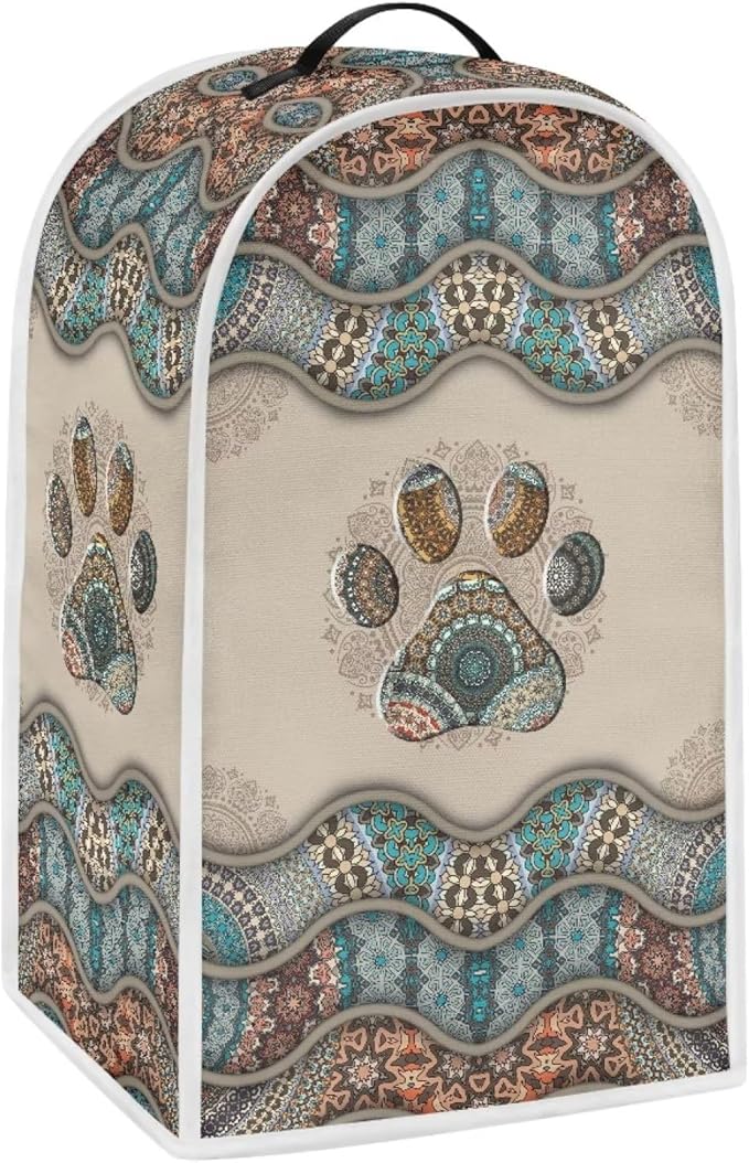 Talayituse Boho Paw Print Blender Dust Cover, Fingerprint Protection Cover for Stand Mixer or Coffee Machine, Home Kitchen Appliance Cover for Stain Dust Resistant Supplies