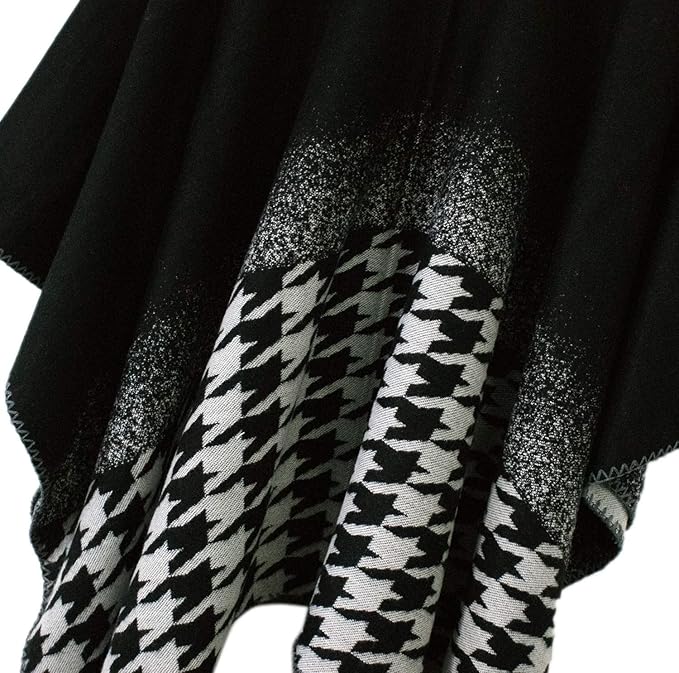 Women's Vintage Pattern Open Front Poncho Cape Shawl Winter Shawl Wraps