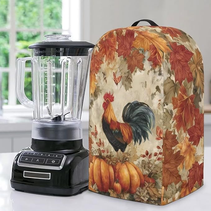 Pumpkins Rooster Blender Cover Turtle Coffee Maker Cover Dust Protection Appliance Covers for Kitchen Counter Anti Fingerprint Polyester Autumn Harvest Pattern