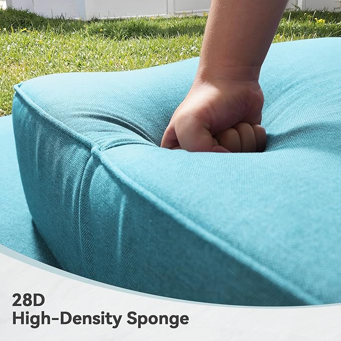 Luxury 6" Outdoor Cushions for Patio Furniture, 24x24x6" Thick Seat Cushion Set of 6, Fade Resistant Couch Chair Replacement Cushions High Density Deep Wicker Chair Cushion w/ Removable Cover, Teal