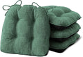 Chair Cushions for Dining Chairs Set of 4, Kitchen Chair Cushions, Chair Pads with Ties Non Slip Backing, Christmas Room Decor, Tufted Memory Foam Seat Cushion 4 Pack, 18"x18"x4", Dark Green