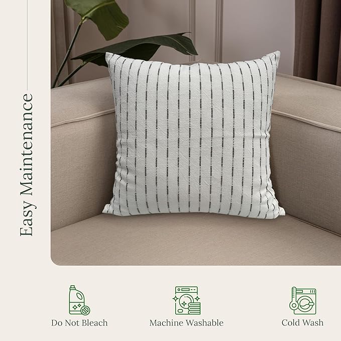 SanVia Gray Rest Premium Cotton Throw Pillow Covers, 20 x 20 Inches, Luxury Handwoven Couch Pillow Covers with Hidden Zipper, Elegant Home Décor, Insert Not Included