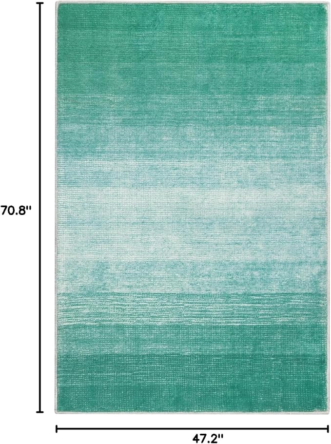 Wonnitar Modern Ombre 4x6 Area Rug, Washable Teal Kids Rug Non-Shedding, Contemporary Soft Throw Mat for Nursery, Non-Slip Large Accent Carpet for Bedroom Living Room Kitchen Dorm (Teal, 4'x6')