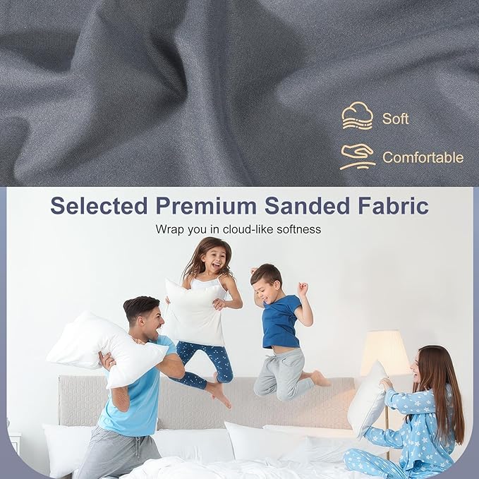 Lewondr Extra Deep Pocket Queen Sheet for Air Mattress, Queen Sheets Deep Pocket Bed Sheet with All-Round Rubber Band, Sanded Fabric Mattress Sheet and Enveloped Opening, Fit with 13-21 in, Bed Sheet