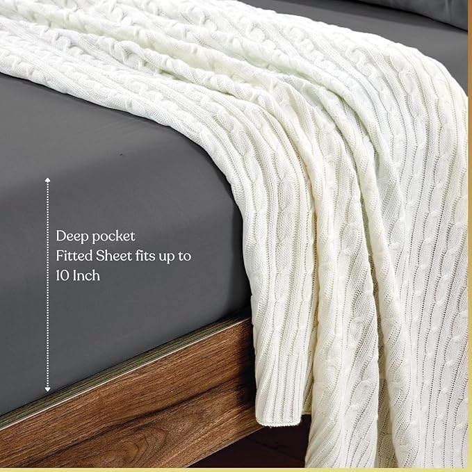 Lukeville's Cot Sheet 30" x 80", Daycare for Cot Size Mattress Sheets Pack of 2 Fitted Narrow Twin/Camp Bunk/Rvs Bunk/Trifold Mattress, Soft and PolyBlend Microfiber Cover for Toddler, Dark Grey