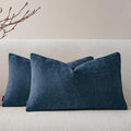 a moment Pack of 2 Decorative Chenille Throw Pillow Covers with Twill Cushion Covers for Sofa Living Room Couch Bed 12x20 Inch Blue