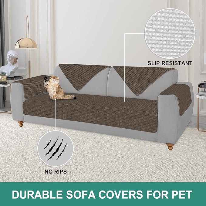 Foxdecor Couch Cover Sofa Covers Washable, Dog Bed Cover Couch Covers for 3 Cushion Couch Sofa Pet Friendly, Dog Couch Cover Furniture Covers for Pets.(Chocolate 32x53 inch)