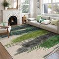 Ciicool Modern Abstract Green Rug for Living Room, 9'x12' Machine Washable Area Rug Non-Slip Rug, Low-Pile Contemporary Indoor Dining Floor Carpet for Bedroom Office Under Table Home Decor