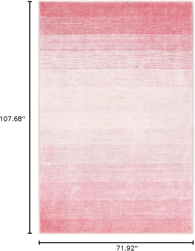 Wonnitar Washable Pink Rug 6x9, Modern Ombre Large Area Rugs for Girls Bedroom, Non-Slip Soft Nursery Kids Room Rug, Contemporary Thin Throw Carpet for Dorm Living Room Decor (Pink, 6'x9')