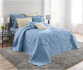 BrylaneHome Bedding Lightweight All Season Modern Amelia Quilted Damask Oversized Ultra Soft Bedspread - Twin, Ashley Blue