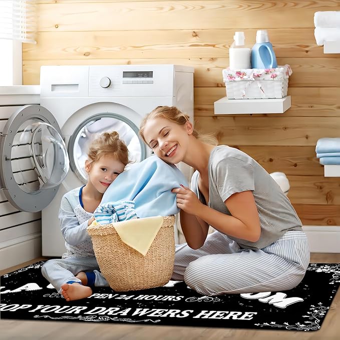 Zoke Laundry Room Rug Runner Stylish Non-Slip Laundry Room Mat 20"x47", Versatile, Waterproof Runner for Laundry, Kitchen, and Bathroom, Mudroom Decor and Farmhouse Charm