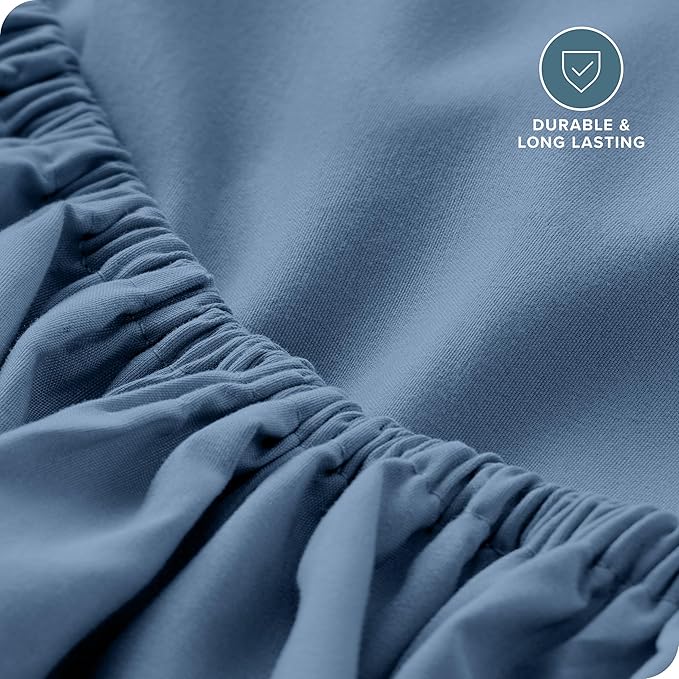 Bare Home Fitted Bottom Sheet Full Size - Premium 1800 Microfiber - Ultra-Soft Hotel Luxury - Deep Pocket - Durable and Long Lasting - Fitted Sheet (Full, Coronet Blue)
