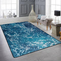 9CH Ocean Beach Area Rug 5'x7', Blue Sea Waves Polyester Area Rugs Non-Slip Carpet Mat for Living Dining Dorm Room Bedroom Home Decorative