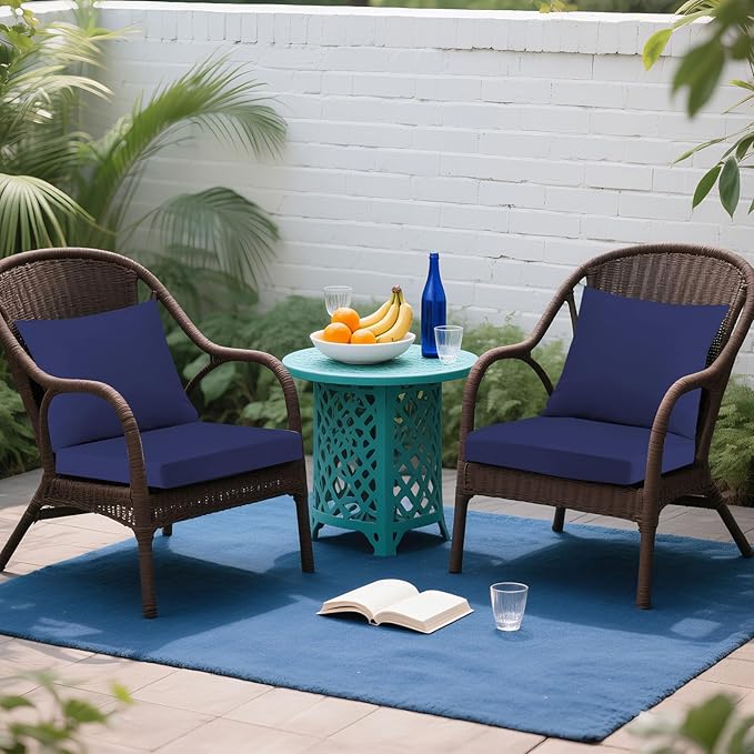 Outdoor Seat Cushion Set 24 x 24 In, Water-Resistant & Fade-Resistan, Patio Furniture Cushions with Removable Cover Deep Seat & Back Cushion with Handle and Adjustable Straps for Chair Sofa,4PC