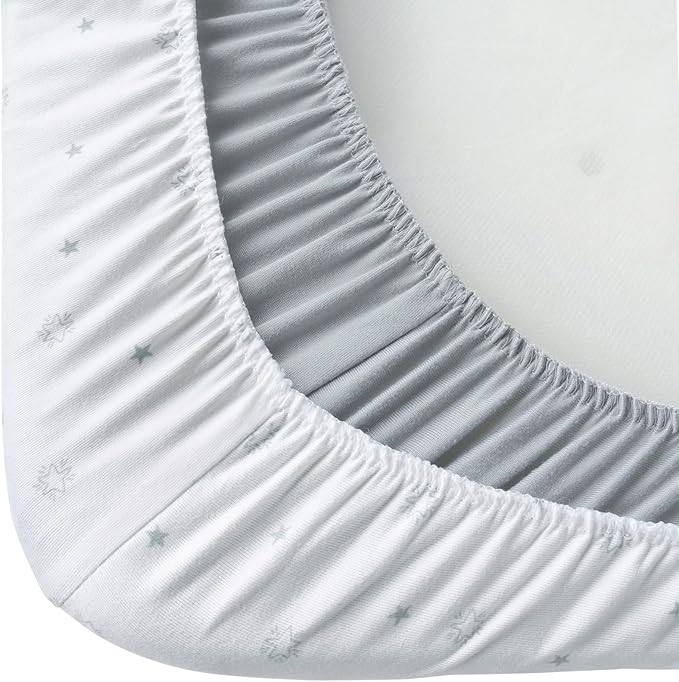 Bassinet Sheets 2 Pack, Fit for Graco Travel Lite Crib, My View 4 in 1, Fodoss Baby Bassinet Bedside Sleeper, Guava Lotus and Cloud Baby Premium Bassinet, Ultra Soft, Grey & White Star, 20" x 30"