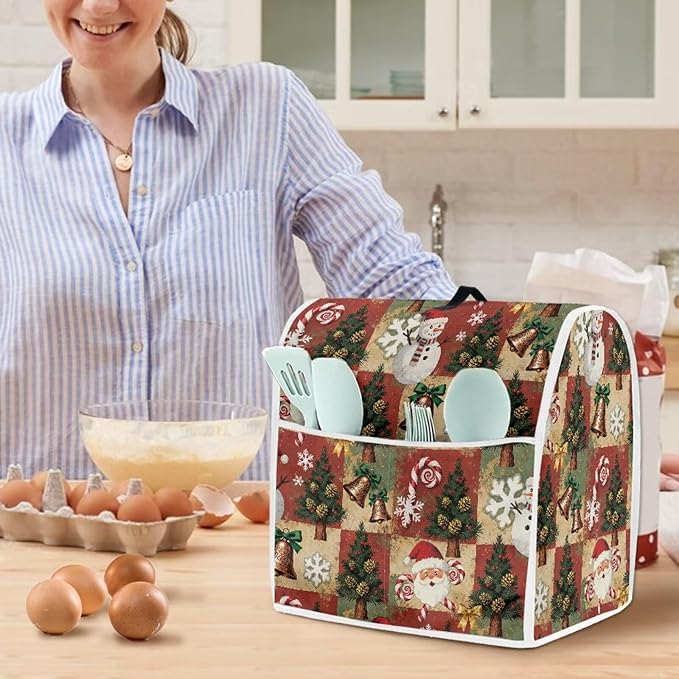 Christmas Stand Mixer Cover 6-8Qt Retro Mixer Cover Washable Anti-Stain Appliance Covers for Kitchen Counter Mixer Parts & Accessories Christmas Decor Gift for Friends