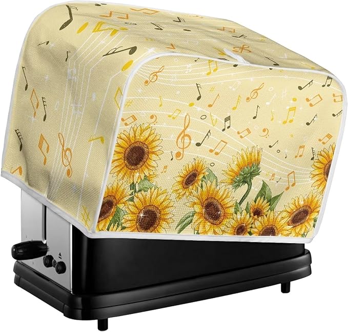 Sunflower Music A Print Bread Maker Cover, Anti Dust & Fingerprints Toaster Covers for Kitchen, 2 Slice Wide Slots