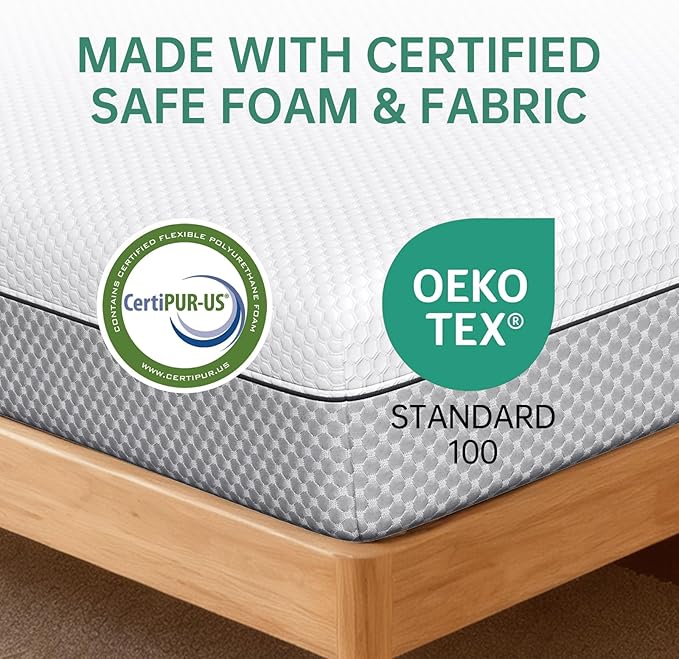 Memory Foam Mattress Cooling Gel Size Matress in A Box Bed Frame Pressure Relief Medium Firm Size Removable Washable Cover Feel Bedroom Essentials CertiPUR-US Certified (10'', Queen (U.S. Standard))
