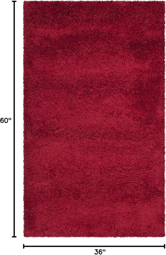 SAFAVIEH Milan Shag Collection Accent Rug - 3' x 5', Red, Solid Design, Non-Shedding & Easy Care, 2-inch Thick Ideal for High Traffic Areas in Entryway, Living Room, Bedroom (SG180-4040)