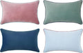 MONDAY MOOSE Decorative Throw Pillow Covers Cushion Cases, Set of 4 Soft Velvet Modern Double-Sided Designs, Mix and Match for Home Decor, Pillow Inserts Not Included (12x20 inch, Pink/Blue)