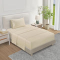 Twin XL 100% Cotton Sheets For Twin Bed, 800TC Fully Elasticated Fitted Sheet & Pillowcase Sets, Fade Resistant Soft & Comfy Deep Pocket Sheets Machine Washable, Naturally Cool & Breathable- Ivory