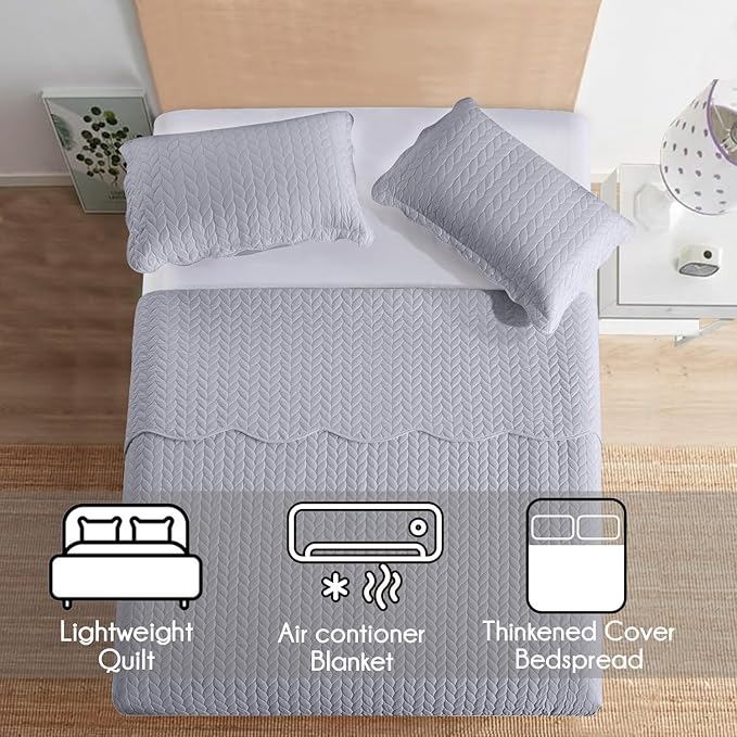 IR Imperial Rooms 8 Pack California King Quilt Bedding Set (118"x106") - Bulk Wholesale for Hotels, Guest Bedroom & Airbnbs - Lightweight Microfiber Reversible Embossed Quilts Bedspread (Silver)