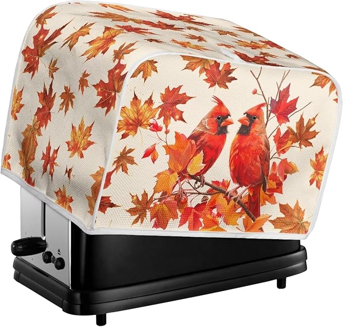 Cardinal Printed 4 Slice Kitchen Machine Covers, Maple Leaves Print Toaster Cover Fits Most Standard Toaster, Small Kitchen Appliance, Bread Maker Protector