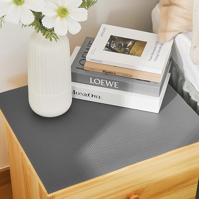 100% EVA Shelf Liner for Kitchen Cabinet, 12" x 240" Drawer Liners Non Adhesive Non Slip Waterproof Plastic Paper, Dresser Pantry Bathroom Refrigerator Protector, Grey
