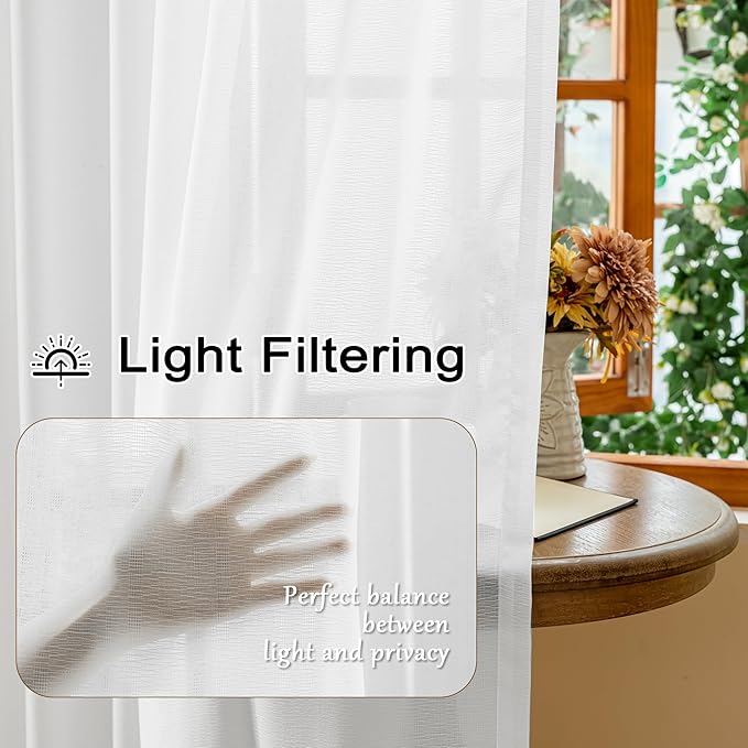 80 Inch Length White Sheer Pinch Pleat Curtains Light Filtering Voile for Patio Door Elegant Soft Touch Lightweight Pleated Drapes with Adjustable Hooks for Traverse Rod, White, 42"W x 80"L, 2 Panels