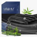 MR&HM California King Fitted Sheet, Ultra-Soft Rayon Derived from Bamboo & Polyester Blend, Silky & Breathable, 15" Deep Pocket with Elastic Straps, Cooling Fitted Sheet for Hot Sleepers, Black