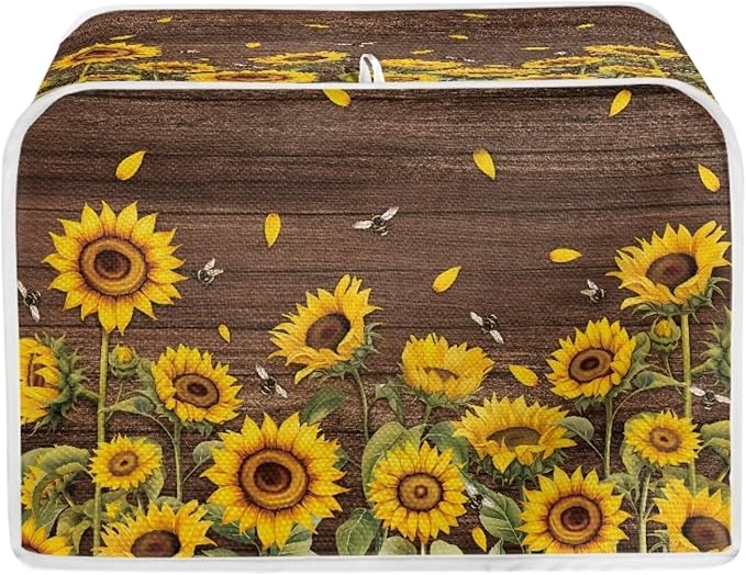 Sunflower Print Toaster Cover Dustproof Bread Maker Protector Kitchen Accessories, Universal 2 Slice Oven Cover Appliance Cover, Washable Appliance Protection