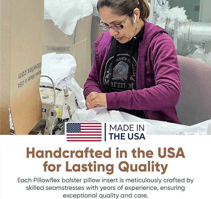 Pillowflex Bolster Pillow (8x14) - Round Roll Pillow Bolster Insert, Plush Polyester-Filled Insert for Decorative Shams, Odorless, Lint and Dust-Free Polyester Filling, No Lumps - (White)