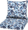 Arden Outdoor Deep Seat Cushion Set, 22 in x 24 in, Weather-Proof, Rain-Proof, Fade Resistant Patio Cushion Blue Garden Floral