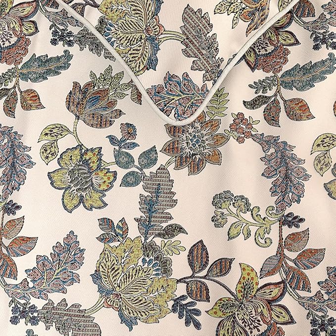 The HomeCentric King Queen Twin Multi Color & Ivory Handmade CA King 86"x18" Bed Runner with 2 Pillow Cover, Floral Bed Scarf on Jacquard Fabric - Seasons Blossoms