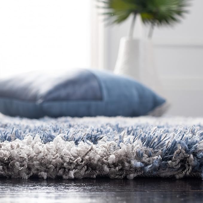 SAFAVIEH Horizon Shag Collection Accent Rug - 3' x 5', Grey & Blue, Non-Shedding & Easy Care, 2-inch Thick Ideal for High Traffic Areas in Entryway, Living Room, Bedroom (HZN890G)