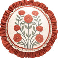 Round Throw Pillow Covers,Red Cozy Velvet with Leaves and Floral Pattern Pillowcases,Decoration Pillows Cushion Covers for Living Room Couch Sofa Bed Car Chair,Diameter 16"
