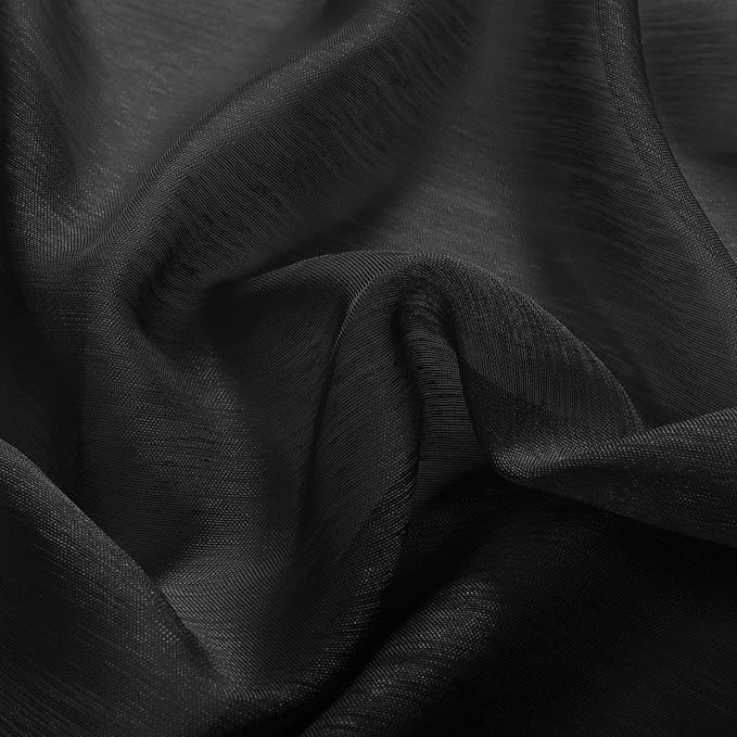 DONREN Jet Black Window Scarf Curtains for Outdoor Decoration - Add Luxury Beautiful Elegant Effect to Curtain Panels (1 Panel, 52 x 216 Inches Long)