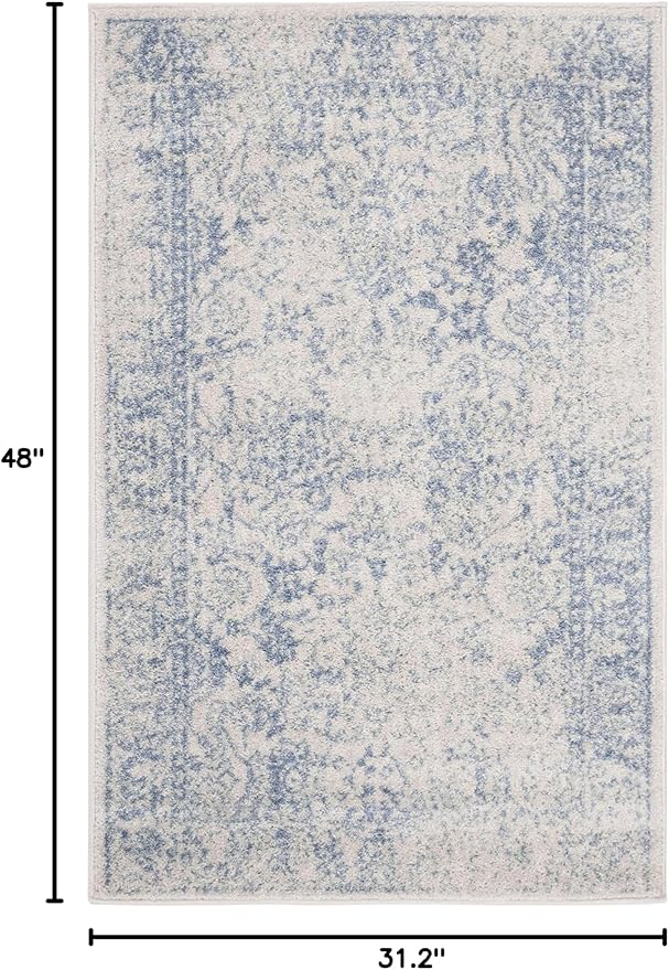 SAFAVIEH Adirondack Collection Accent Rug - 2'6" x 4', Ivory & Light Blue, Distressed Vintage Floral Design, Non-Shedding & Easy to Clean, Ideal for Front Door, Kitchen, Entryway, Foyer (ADR109L)