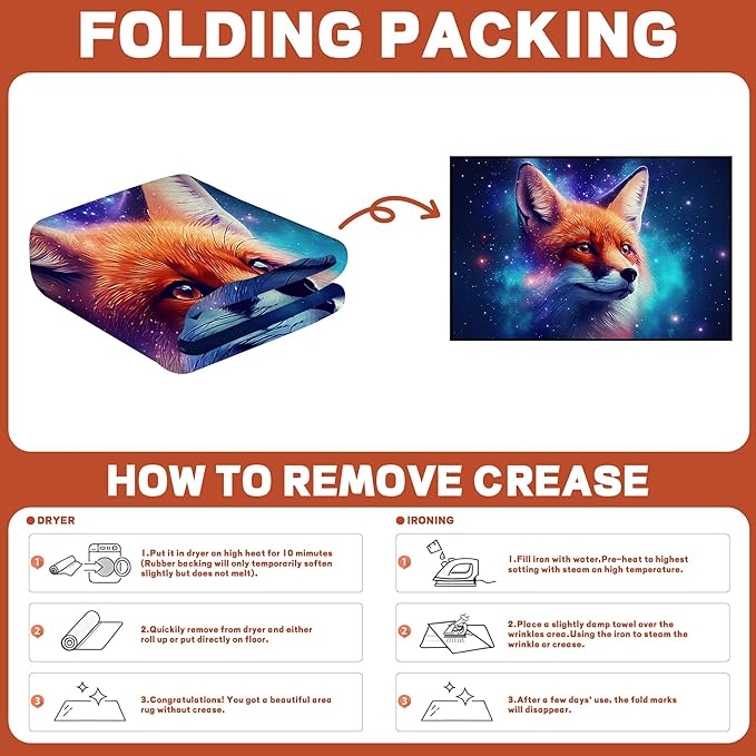 5' X 7' Galaxy Fox Rug 3D Cute Foxes Area Rugs for Bedroom Living Room Playroom Boys Kids Cartoon Colorful Carpet Glitter Stars Throw Rugs Floor Mat