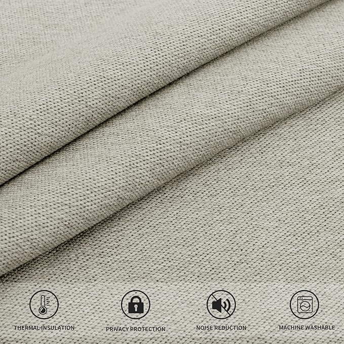 Easy-Going Linen Look Blackout Curtain Grommet Window Curtain Drapes for Bedroom, Living Room Thermal Insulated Room Darkening (2 Panels, 42x84 inch, Beige)