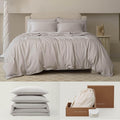 Double Stitch Cotton Tencel Duvet Cover - Queen Size Comforter Cover, Luxury & Soft Eucalyptus Lyocell Bedding Set for Hot Sleepers, Cooling & Breathable, Button Closure, Winter Sky, 90"x90"