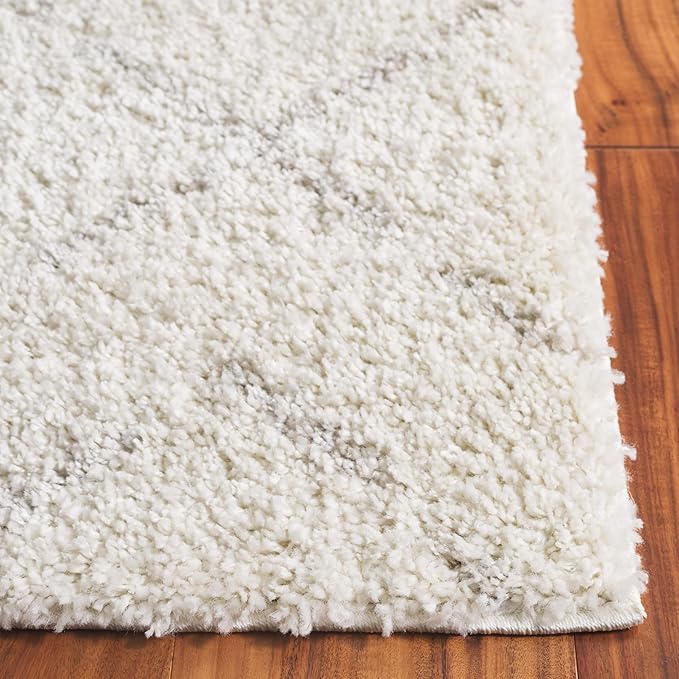 SAFAVIEH Arizona Shag Collection Runner Rug - 2'3" x 20', Ivory & Beige, Moroccan Boho Design, Non-Shedding & Easy to Clean, Ideal for Ideal for Living Room, Hallway, Foyer, Bedroom (ASG743A)