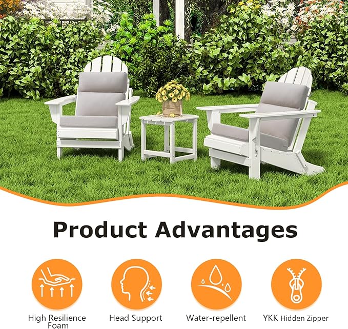 Sunbrella Outdoor Separate High Back Cushion Seat Pads, 2-Pack 44 x 21 Inch Water-Repellent & Fade-Resistant Patio Furniture Cushions with Ties for Adirondack, Rocking Chairs, Specrtum Pebble